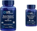 Life Extension Bone Restore + Vitamin K2 Vitamins & Minerals Maintain Bone Health & Strength & Super Omega-3 EPA/DHA Fish Oil, Sesame Lignans & Olive Extract