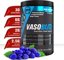 VASOBLTZ Award Výhra Dual Nitric Oxide Pre Cvičenie s NO3T Arginín Nitrate,L-Citrulín,Betaine Anhydrous,Calcium Lactate,Caffeine Free for Muscalar Endurance [30 Serving) (Modrá malina)