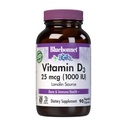 BlueBonnet Nutrition Vitamín D3 1000 IU, Pomoc pri raste svalov a skeletu, cholekalciferol z Lanolin, Non GMO, Gluten Free, Soy Free, Milk Free, Kosher, 90 Rastlinné kapsule, biela