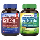 Krill Oil a probiotiká 50 miliárd Bundle, Professional Grade, non-GMO, srdce, kĺb, Gut funkcia a imunitná podpora