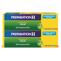 Príprava H hemoroidy Symptómový liečebný krém (2 x 1,8 Ounce Tube), maximálna sila Multi-Symptómová úľava od bolesti s Aloe