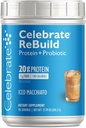 Oslávte vitamíny rebuild Protein prášok s probiotikami a prebiotikami - 20g Srvátkový izolát Proteín, High Fiber, pre Pacienti po pôrode - Ľad Macchiato (15 Servings)