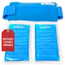 Perfektné Remedy 2-Pack gélové ľadové balenia pre zranenia s popruhom kryt, Flexibilný studený kompres, Ukľudňujúce mäkké ľadové balenia pre pomoc v poranení podmienok, Alternatívou k horúcej vody fľaše (modrá, pravidelné)