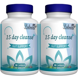 15 Day Cleans, Gut and Colon Support, Advanced 15 Day Gut Cleanse Detox for Women & Men with Senna, Cascara Sagrada & Psyllium Husk, Non-GMO, 30 Kapsule