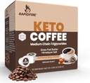 Rapidfire Caramel Macchiato Ketogénny High Performance Keto Coffee Pods, podporuje energiu a metabolizmus, Manažment hmotnosti, Single Serve K pohár, Brown, 16 Gróf