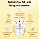 Anti-Aging, Resveratrol,NADH& PQQ, zdravé vlasy, koža, a nechty, Cellular Health, Spermidín, Ubichinol, GMP, Vyrobené v USA 60 Kapsule