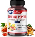 Cayenne Pepper 7 v 1 - - s zázvorom, kurkuma, škorica, čierne korenie - podporuje funkciu tráviaceho systému (150-dňový zdroj (Stock of 1))