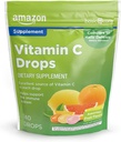 Amazon Basic Care vitamín C doplnok kvapky, citrón, pomaranč a grapefruit, 140 počet (predtým zvuk Zdravie)