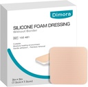 Dimora Silikónová pena Obliekanie bez okraja 10 Balenie- 3"x 3" Vysoko absorpčné adhezívne vodotesné pásy pre rany, rezné podložky pre starostlivosť o rany a šaty