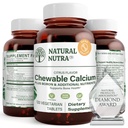 Natural Nutra Chewable Calcium Supplement for Bone Strength, podporuje svalové zdravie, pomáha zvýšiť zdravie zubov, podpora Nerve zdravie, a kardiovaskulárne zdravie, zlepšenie kostnej sily, 120 tabliet
