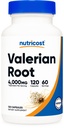 Nutricost Valerian Root Capsulas (1000mg per Serving) 120 Kapsule - 4,000mg Ekvivalent per Serving (4:1 extrakt), Vegetariánske Caps, Gluten Free, Non-GMO