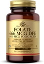 Solgar Folate 666 mcg DFE (kyselina listová 400 mcg) - 250 tabliet - Prenatálna podpora - Non-GMO, Vegan, Gluten Free, Dairy Free, Kosher - 250 Servings