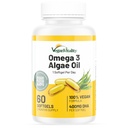 Vegan Vitality Vegan Omega 3 doplnok - 60 Rastlinné založené Algae olej mäkké gély Essential Mastné kyseliny s Vegan DHA pre kĺb, srdce a imunitnú podporu bez EPA
