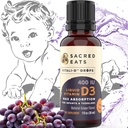 Vitamín D kvapky pre dojčatá - 400 IU na kvapku, prírodné a bez cukru v MCT olej pre najlepšiu absorpciu. 880 Služieb. Jednoduché užívanie kvapaliny D3 doplnok pre dojčatá a batoľatá (Grape)