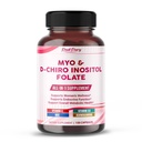 Ultra Myo & D- Chiro Inozitol s folátom, vitamín C & D3 - All-in-1 doplnok pre zdravé cykly, hormonálnu rovnováhu a podporu metabolizmu - vyrobené v USA- 150 Kapsule
