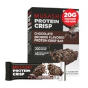 MUSASHI Protein Crisp Bar, 20g Protein, 4g Total Sugars, Čokoláda Brownie, Post Workout a Snack On The Go, 12 Balíčky 2,1oz (60g) Bary