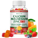 BionerLab Calcium Magnézium Zinok Gumies s vitamínom D3 & K2 - Vysoká potencia zvýšená absorpcia - Orange a Berry Ochutené
