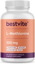 BESTVITE L-metionín 500mg (120 Vegetariánske kapsuly) - No Stearates - Vegan - Non GMO - Gluten Free