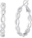 Senteria 925 Sterling Silver Náušnice obruče pre ženy ľahké twisted hoop náušnice s Cubic Zirconia Hypoalergénne obruče náušnice (20/30/40/50/60MM)