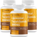 Lipozomálne Tokotrienoly 1000 mg - Vysoká biologická dostupnosť Vitamín E Tokotrienoly Doplnkové látky,95% Delta & 5% Gama Tokotrienol Kapsule na podporu pokožky,Bone,Antioxidant,180 Softgels