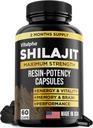 Resin-Potency Shilajit Kapsule (50% Fulvová kyselina) - 500mg Max Potency Extract - Organic Shilajit - Made in USA - 85+ Stopové minerály - mesačné zásoby - 60 grófov