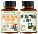 Glukozamín Chondroitín Turmerica MSM + Muži Multivitamín 2-Bottle doplnok pre neho. Spoločné zdravie, zápalové reakcie, Imunitná podpora, Antioxidačné vlastnosti