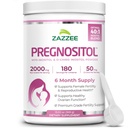 Zazzee PREGNOSITOL prášok, 6 Mesiac dodávky, Myo-Inozitol a D-Chiro-Inositol 40:1 Fertility Blend, Voľný Scoop pre presné dávkovanie, Premium Balanced Formula, 183 Servings, Vegan, All-Natural and Non-GMO