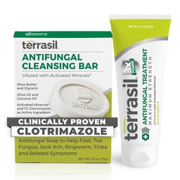 terrasil antimykotický krém + antimykotická mydlo 2-výrobok Kit klinicky-proven Clotrimazol účinná liečba a úľava: Jock svrbenie Athletes Fungálne kvasinka infekcia Ringworm (50g Tuba & 75g bar)