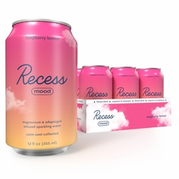 Recess Mood Magnézium & Adaptogen Drink, Ukľudňujúci relaxačný nápoj, 12 unca (Raspberry Lemon, 12 balení)