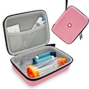 Hard Inhaler Spacer Case pre deti a dospelých, Astma Inhaler Case with Mesh Pocket for Medicine and Other Accessories, Pink (iba Bag)