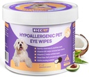 HICC PET Eyes Wipes for Psy & Mačky, Vet-Recommended Psie infekcie liečba, jemne odstrániť tear Stain, Debris, výtok - Hypoalergénne domáce domáce očné umývanie oči, vrásky, tvár - 100ks