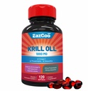 Antarktída Krill Oil 1000mg, Omega 3 Supplement,EPA, DHA, Fosfolipidy a astaxantín- 120 Softgels