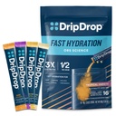 Hydratačné pakety DripDrop - Balenie pre tropické odrody - Powder Drink Mix - Mango, Açaí, Passion Fruit, Piña Colada - Non-GMO, bez lepidla, Vegan - 16 Sticks