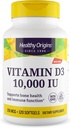 Zdravý pôvod Vitamín D3 10 000 IU (Non- GMO, vysoká potencia, podpora kostí, imunitná podpora, bezlepok), 120 softgelov