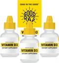 Vitamín D kvapky Dospelý - voda-rozpustná kvapalina D3 kvapky - Silné vitamín D tekuté kvapky - bez miechy, non-GMO, Kosher - D3 Tekuté pridať do nápojov alebo potravín, bezchute - 12-Mesiac dodávky (3)