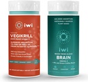 Iwi Life Vegikrill & Brain Omega-3 Bundle, 30 Servings, Vegan Plant-Based Algae Omega 3 s EPA + DHA, Krill & Fish Oil Alternative, No Fishy Dochute