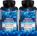 Silná záhrada 2-Pack Mega Minerálny doplnok Kompletný minerálny komplex s vápnikom Magnézium Zinok Draslík Borón selén Chróm & 72 Stopové minerály Bez obsahu vápnika doplnok -200 pilulky