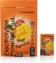 Prášokvitamín Electrolytes prášok Plus, Keto, Mango musionfruit, bez cukru, 1000 mg draslíka, 120 mg vápnika, 120 mg horčíka, non-GMO, Zero kalórií, 30 hydratačných balíčkov