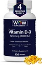 WOW Doplnky Vitamín D3 5000 IU Softgels, 125 μg - Vitamín D3 5000 IU Supplement for Strong Bones and Immune Support - Non-GMO, Gluten Free Vitamin D 5000 IU - VIT D3 5000 IU Softgels - 120 Počet