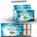 AshwaGum RELAX Gum by BetterGum, High Potency Supplement with KSM 66 Ashwagandha and Gaba, Supports Stres and Anxiety Relief, Cortisol Support, Alternative to Gummies, Sugar-free, 10 Pieces - 6 Pack
