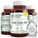 Natural Nutra Norwegian Cod Liver Oil Supplement, pomáha udržiavať pokožku, pomáha udržiavať telesnú hustotu, zdravie očí a nervy funkcie, podporuje zubné zdravie, podporuje kardiovaskulárne zdravie, 100 Softgels