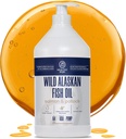 Wild Aljašský lososový olej pre psy s Pollock - 64 oz Pollock and Salmon Oil, Omega 3, EPA, a DHA - Psy Skin and Coat Supplement - Made in USA