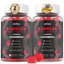Gumičky na podporu mozgu a nálady, komplex Super vitamín B pre mužov a ženy, všetky B vitamín B1 B2 B3 B5 B6 B7 Folátové methyB12 s PABA, Inozitol, Cholín, podporuje MTHFR Gene & Energy, Vegan, 120Ct
