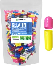 XPRS Nutra Veľkosť 0 Prázdne Kapsule - 1000 Počet prázdnych želatíny Kapsule - Tabletky DIY Kapsule Plnenie - Pure Bovine Pill Gel Caps pre Do-It-Tvoje vlastné doplnky (viac farieb)