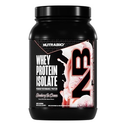 NutraBio 100% Srvátkový proteín Izolačný proteín Prášok, 25g Proteín s kompletným Aminokyselinovým profilom, non-GMO, Soy & Gluten Free, Low Carb, Low Calorie Swhey Protein Powder, Jahodová zmrzlina, 2 Lbs