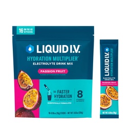 Tekutý I.V.® Hydračný multiplikátor - vášeň Ovocný nápoj Electrolyte Powder Drink Mix 1 Balenie (16 porcií)