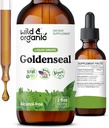 Wild & Organic Goldenseal Root Tinture - Lung Cleans, Immune & Digestive Support - Liquid Goldenseal Supplement - Vegan, Cukor a bez alkoholu Herb Drops - 2 fl oz