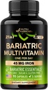 NUTRAHARMANY Bariatric Multivitamín - 45 mg Železo Doplnky - Vyrobené v USA - pre ženy a mužov - All-in-One, 21 Esenciálne vitamíny - Podpora žalúdočného rukáva - Light Tropical Flavor - 90 Kapsule