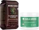 Amla Green Organic Ground Superfood Coffee, Medium Roast Gourmet Coffee a 20X Concentrated Original Amla Power 30 Serving