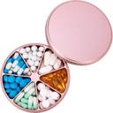 Kovové tabletky Organizátor 7 Komppartments Pill Dispenser - Heavy Duty Pill Box Nepremokavé pilulky Kontajner veľké denné pilulky Prípadová medicína Držiak na lieky Vitamíny Rybie oleje Doplnky, 0.39lb (Pink)